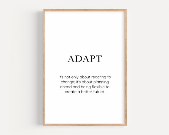 Motivational Wall Art Adapt Definition Inspirational Quote Print Poster Gift For Entrepreneur Office Decor