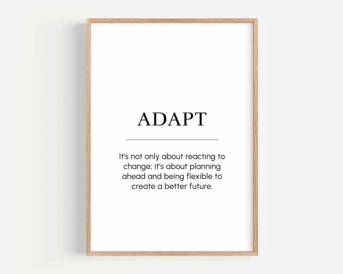 Adapt Quote Flexible Planning Minimalist Motivational Word Poster