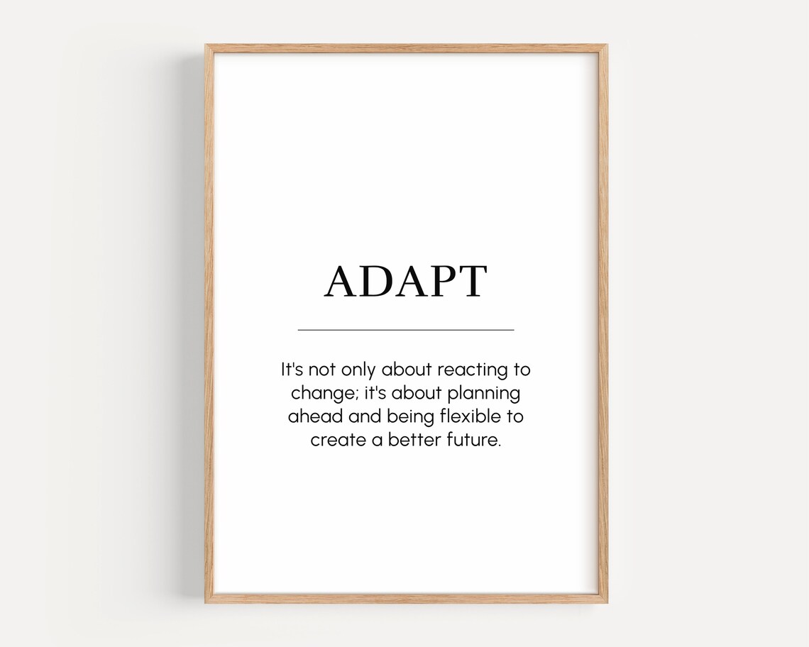 Motivational Wall Art Adapt Definition Inspirational Quote Print Poster Gift For Entrepreneur Office Decor