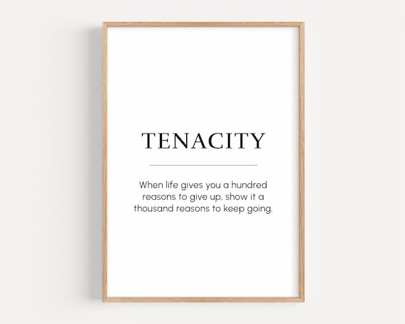 Tenacity Definition Motivational Poster, Office Decor