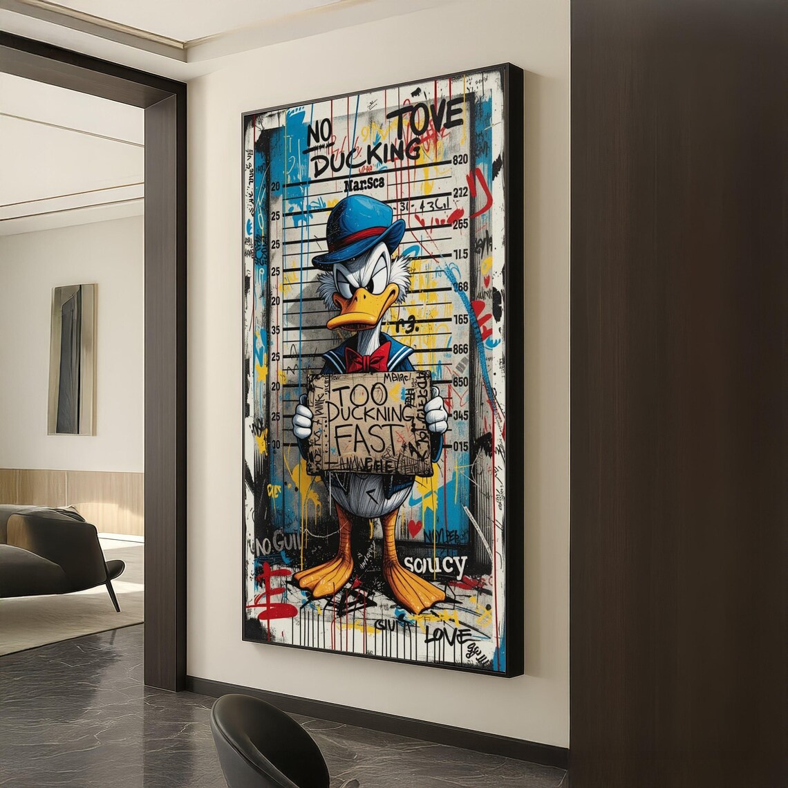 Scrooge McDuck Mugshot Too Ducking Fast Graffiti Street Art Poster