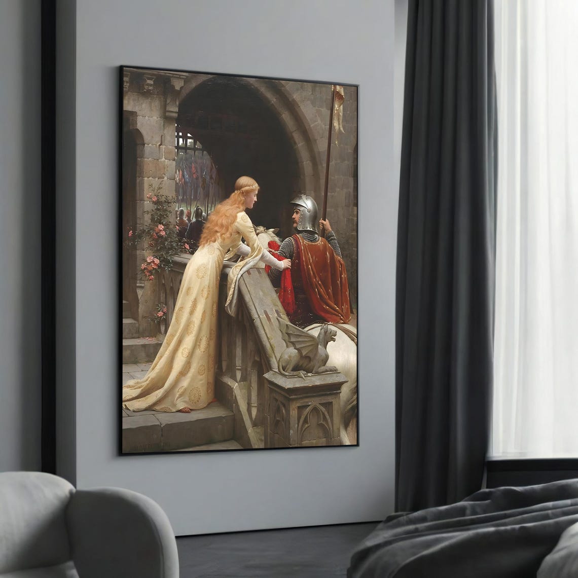 Edmund Leighton God Speed Knight And Lady Romantic Medieval Poster