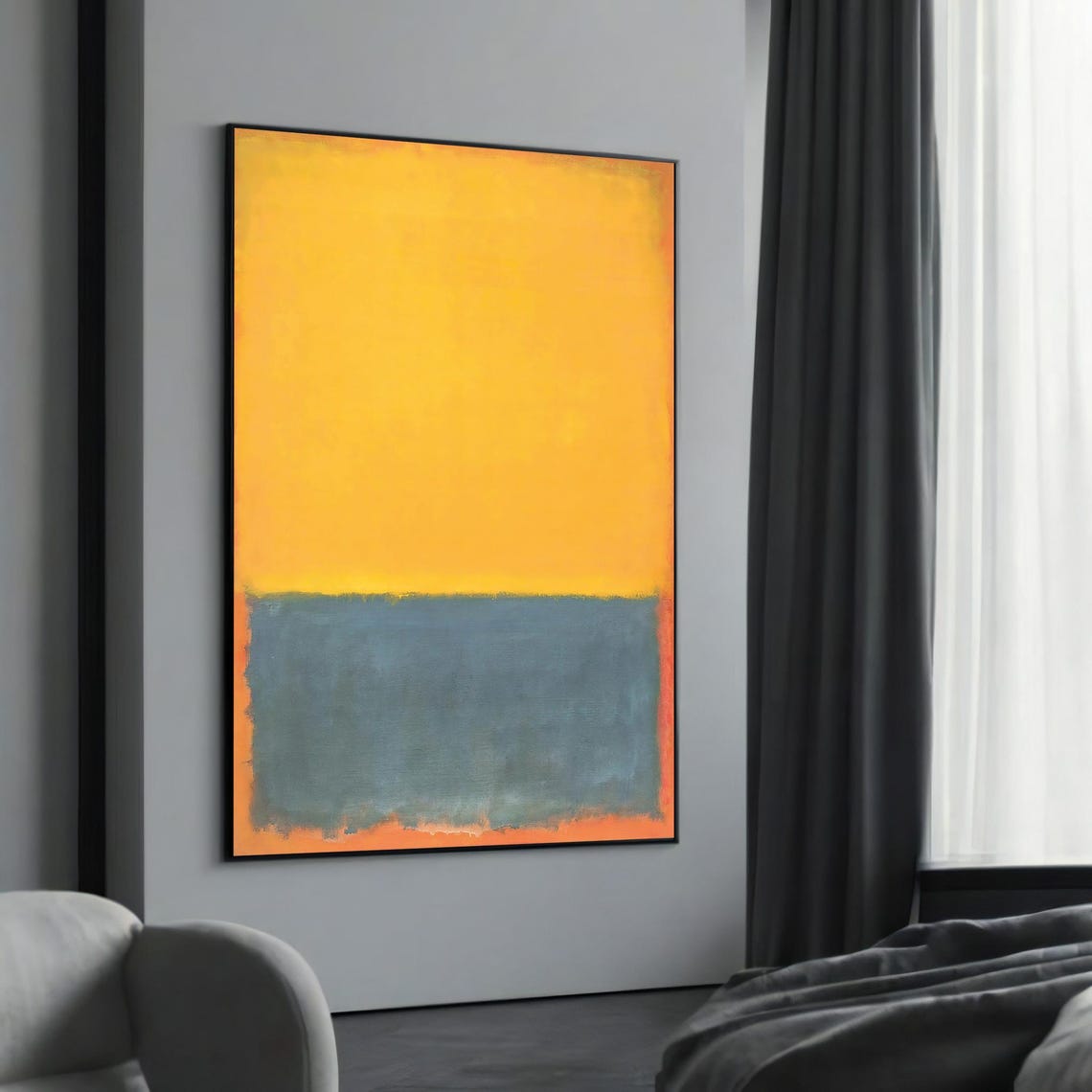 Mark Rothko Style Yellow Blue Grey Color Field Abstract Wall Art