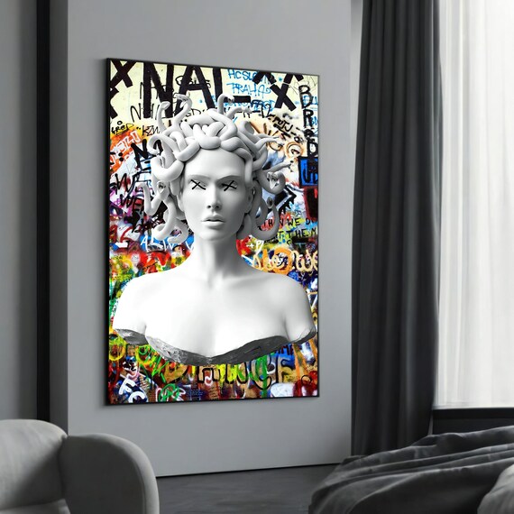 Medusa With X Eyes Colorful Street Graffiti Wall Urban Art Poster