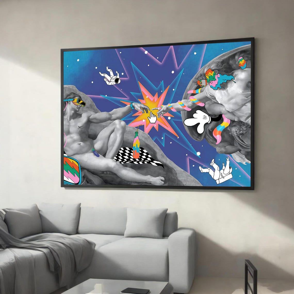 Creation of Adam Pop Art Cosmic Graffiti Remix Space Style Poster