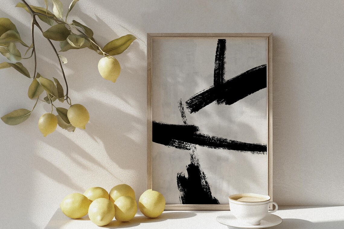 Minimalist Abstract Brushstroke Painting, Modern Print - Image 2