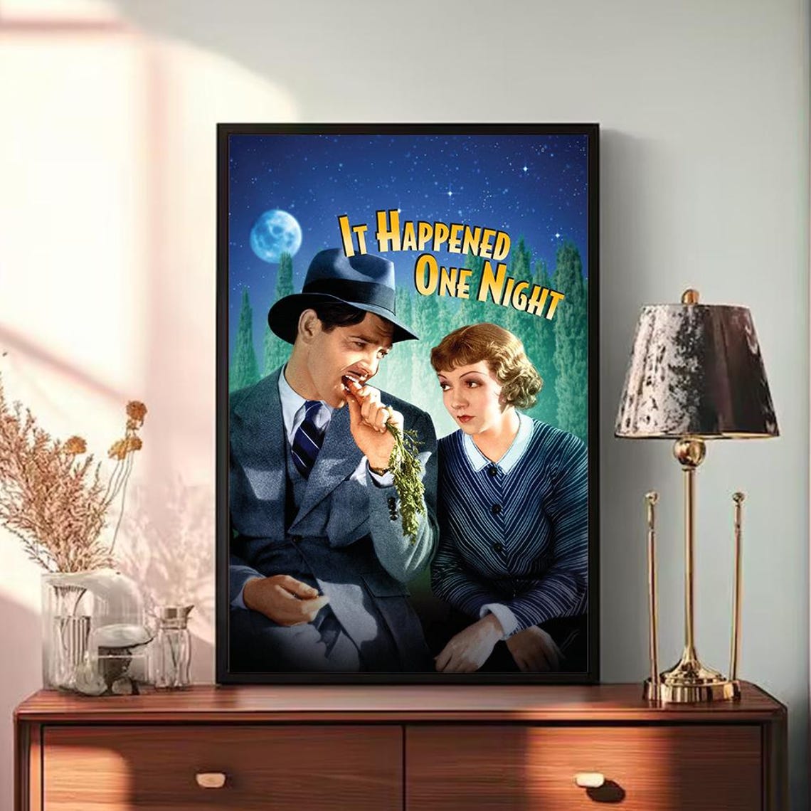 It Happened One Night Clark Gable Moonlit Romantic Comedy Poster - Image 3
