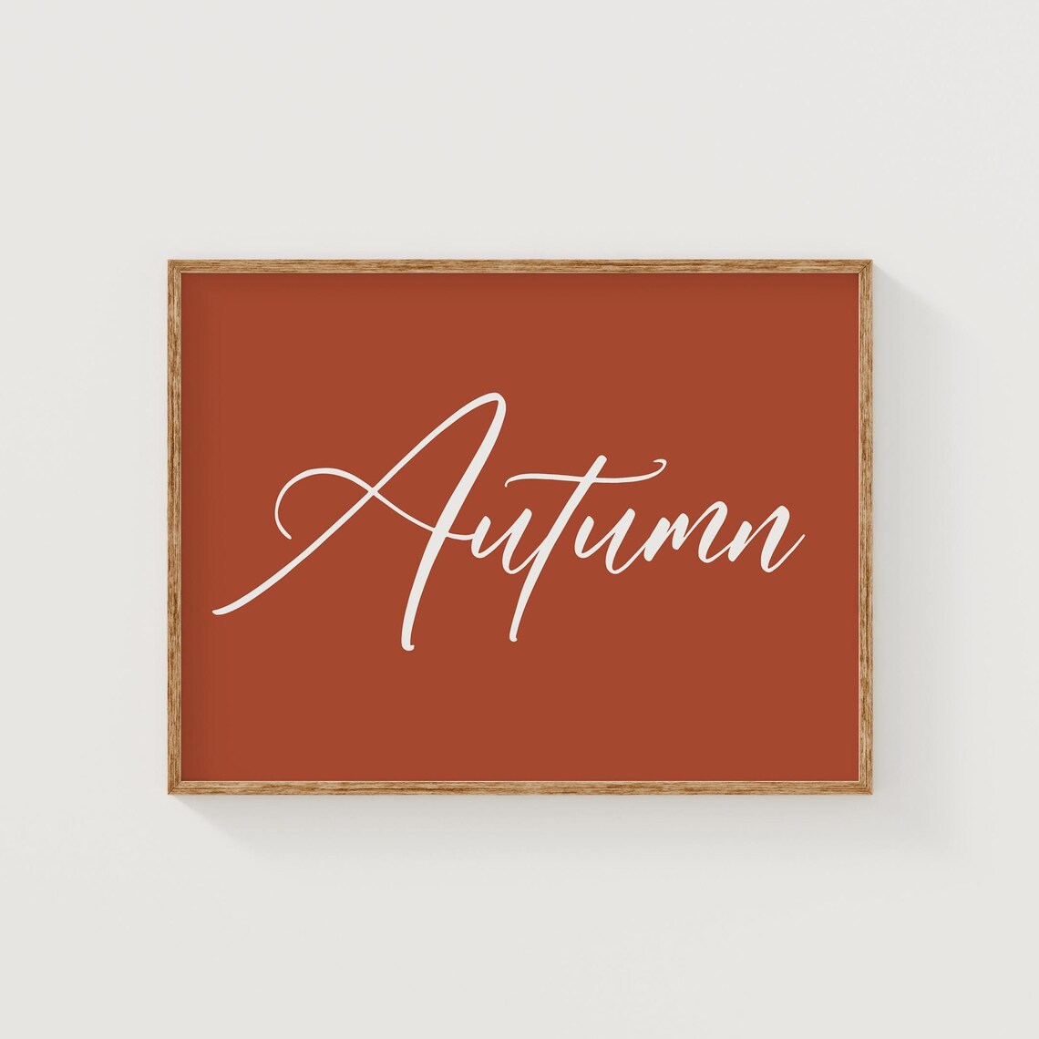 Autumn Script Modern Minimalist Burnt Orange Fall Season Poster