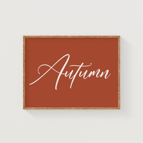 Autumn Script Modern Minimalist Burnt Orange Fall Season Poster