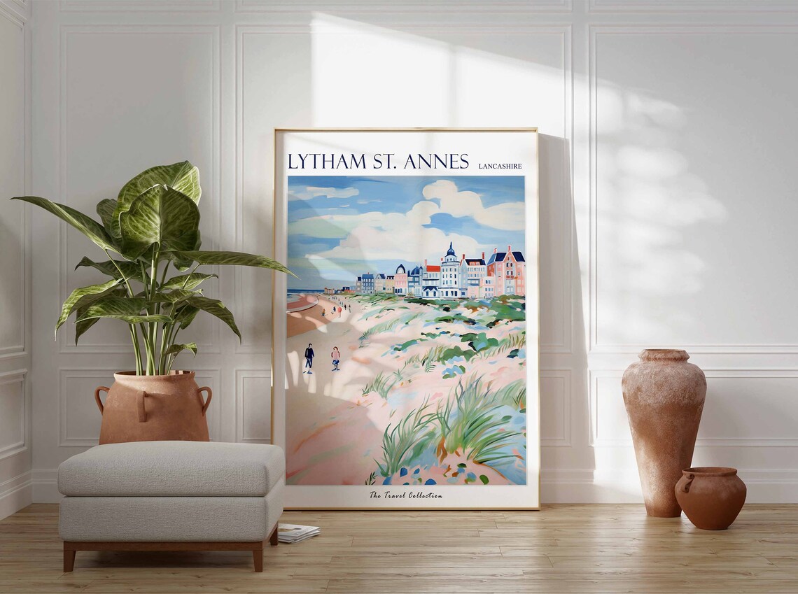 Lytham St Annes Lancashire Sandy Beach Pastel Promenade Art Poster - Image 3