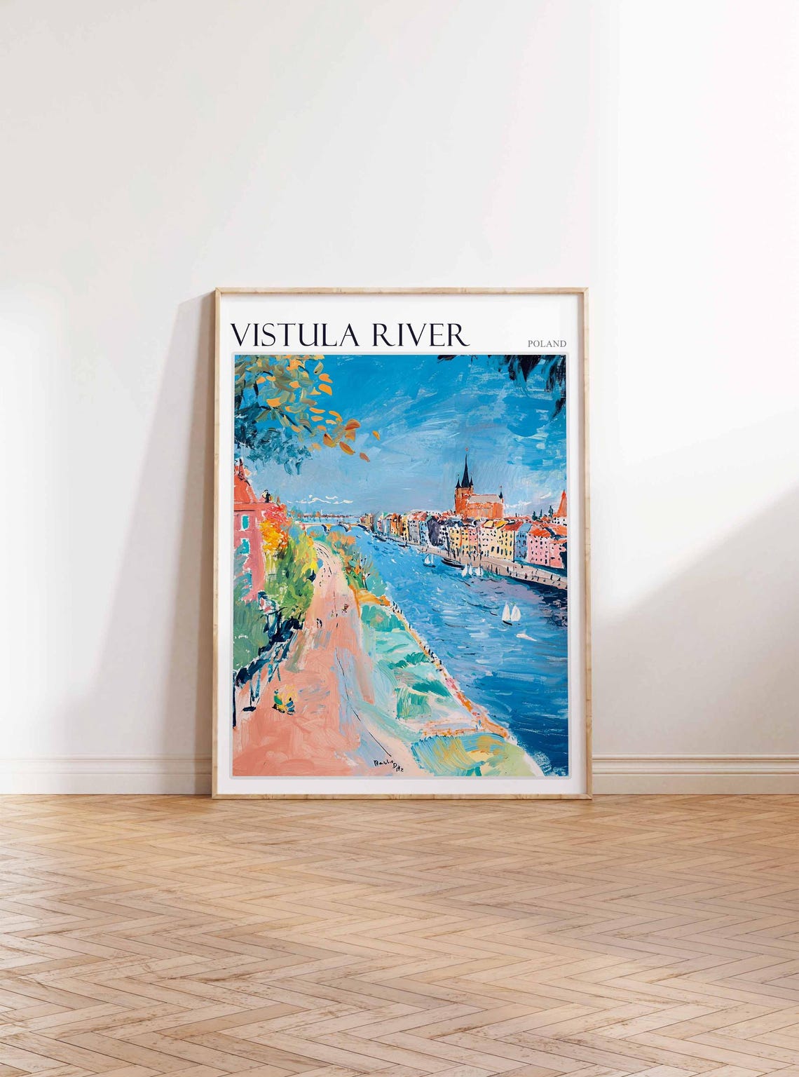 Vistula River Poland Charming Town Church Spire Riverfront Poster - Image 2