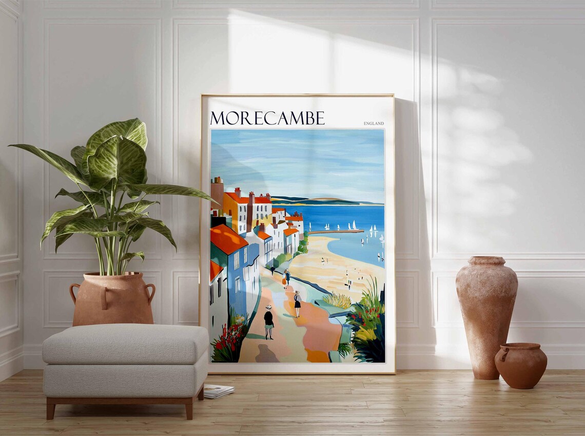 Morecambe Bay Poster England Travel Poster Coastal Wall Art Uk Decor British Home Decor English Riviera Poster Morecambe Travel Print - Image 3