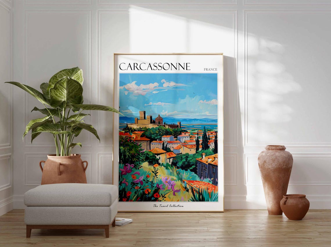 Carcassonne Poster France Travel Print French Decor Europe Travel Poster European Wall Art Carcassonne Gift Carcassonne Travel Poster - Image 3