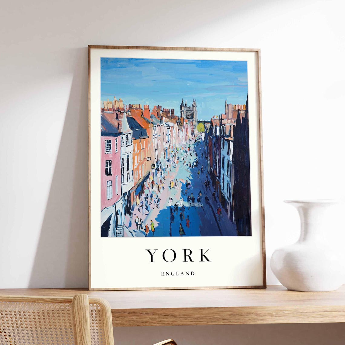 York England Busy Crowded Street Impressionist City Crowds Poster
