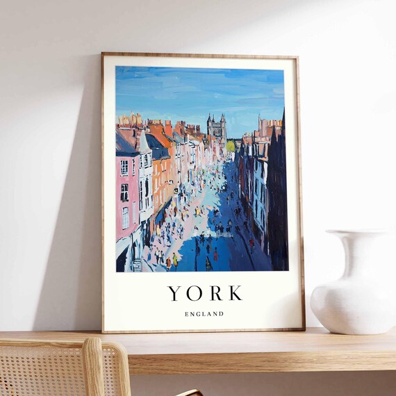 York England Busy Crowded Street Impressionist City Crowds Poster