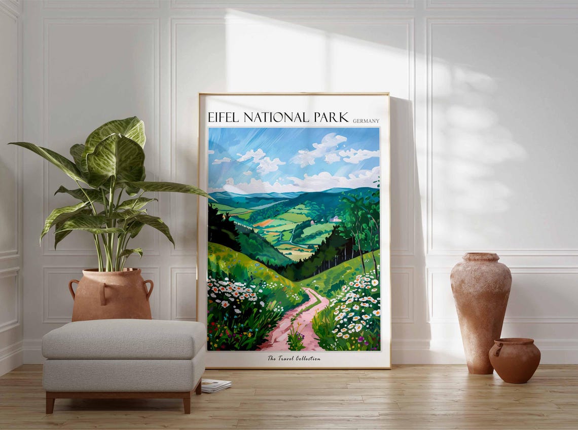Eifel National Park Germany Daisies Green Valley Path Poster - Image 2