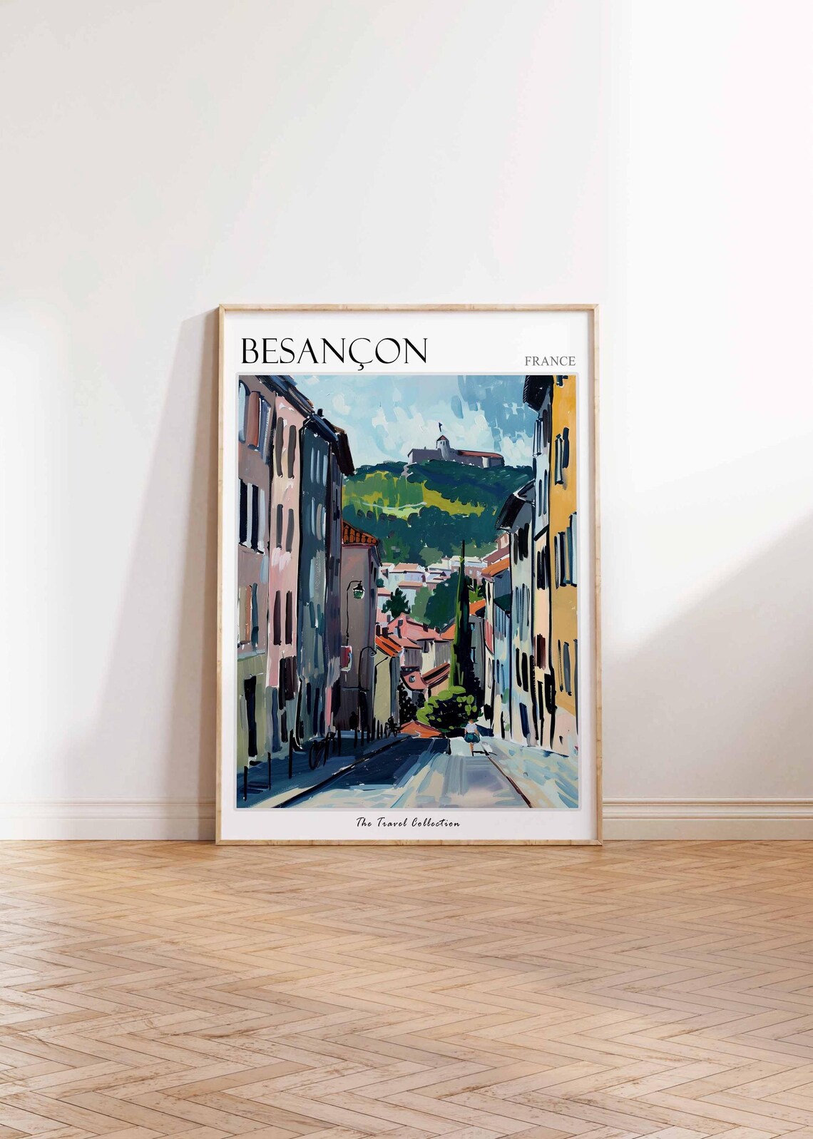 Besancon France Old Street View Citadel Hill Painted Travel Poster - Image 2