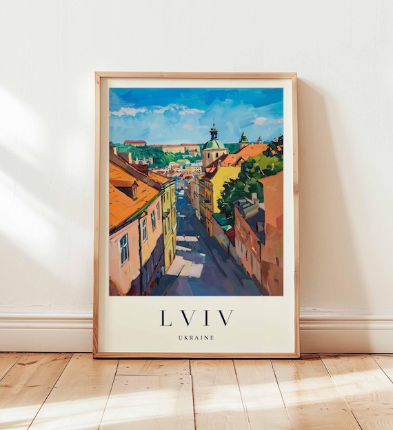 Lviv Ukraine Historic Street Daytime Painterly Travel Wall Art