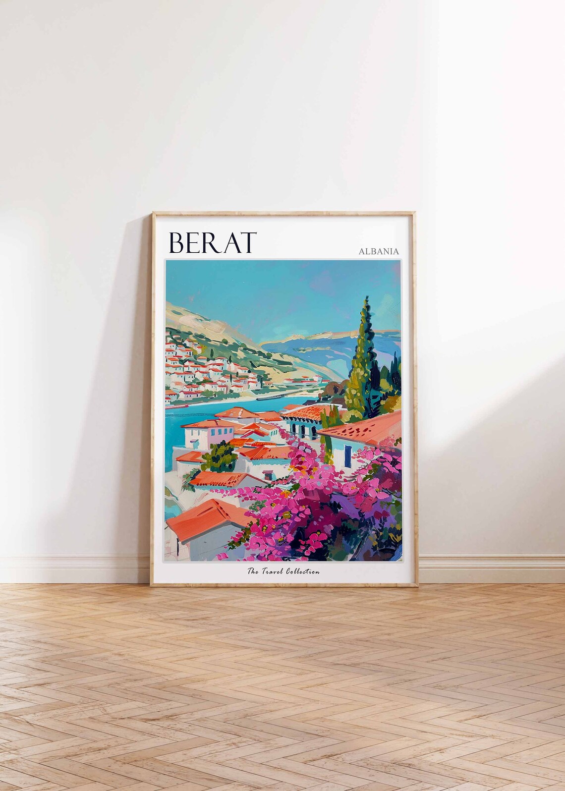 Berat Coastal Hills Pink Blossom Old Town Albania Travel Poster - Image 2