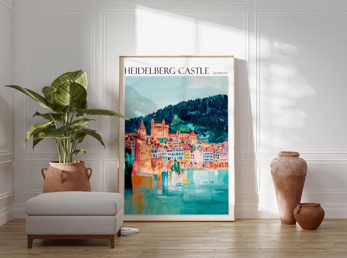 Heidelberg Castle Poster Heidelberg Castle Travel Print German Travel Poster German City Art City Print Travel Poster Travel Wall Art - Image 2