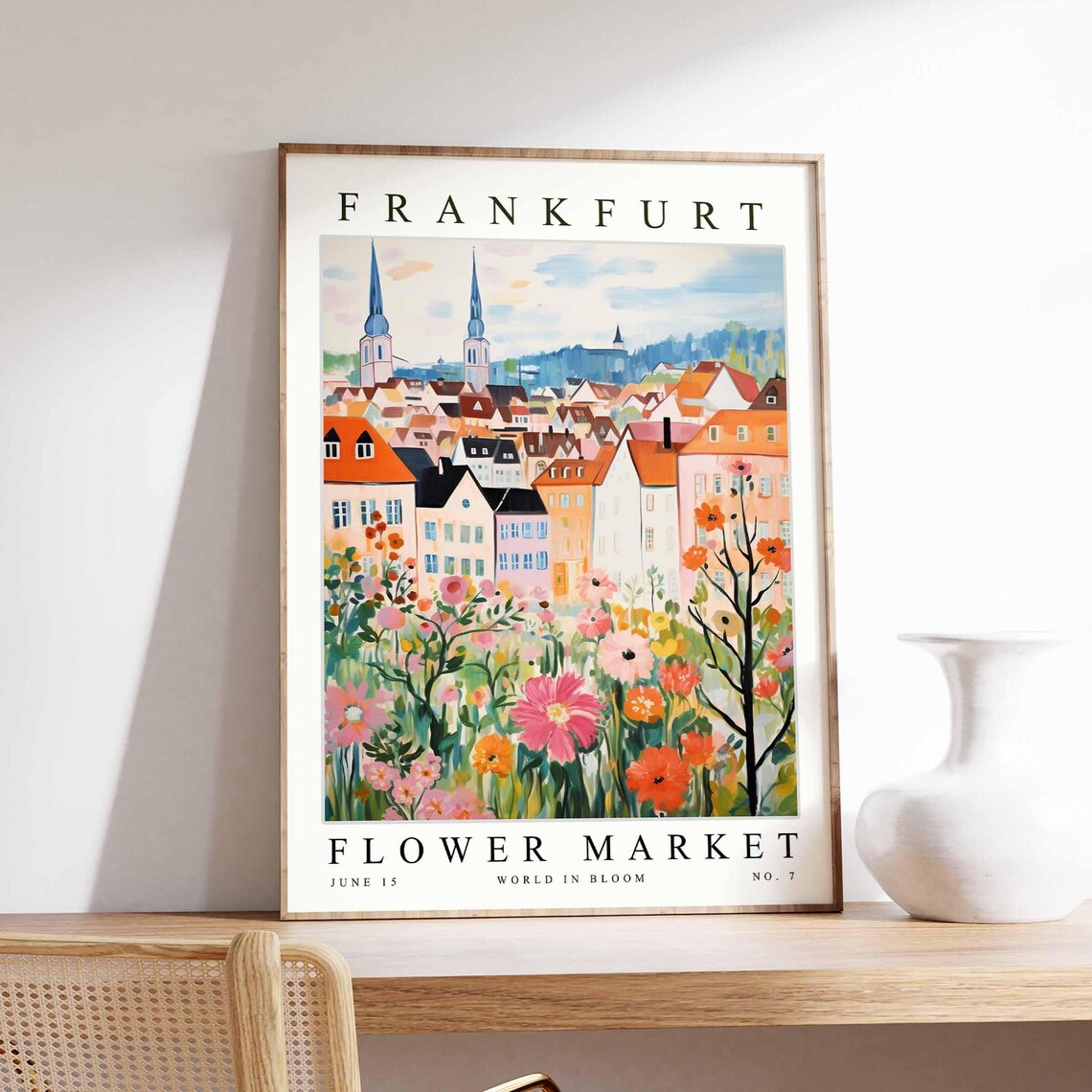 Frankfurt Flower Market Twin Spires Wildflower Meadow Old City Poster