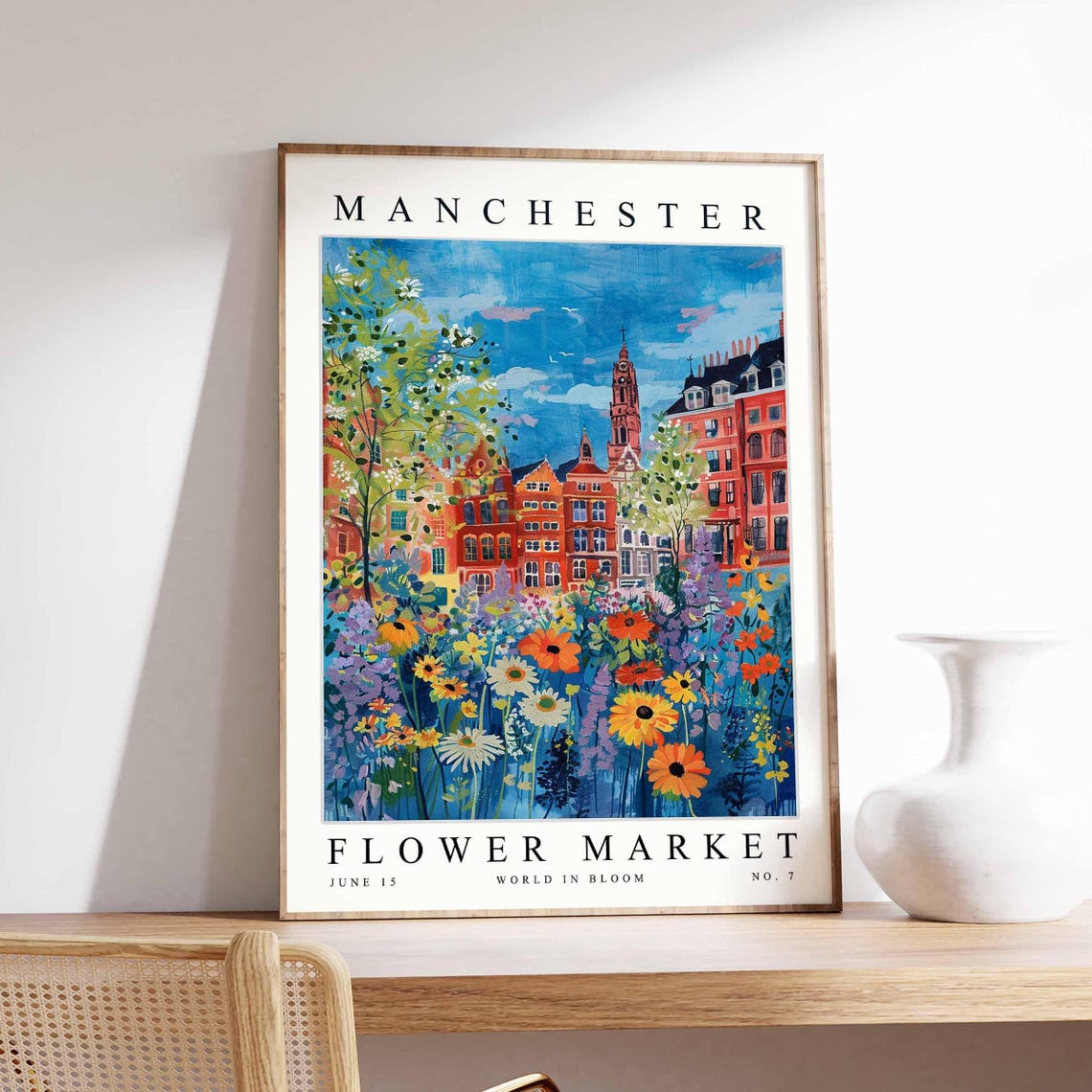 Manchester Flower Market Red Brick Streets Floral View Poster