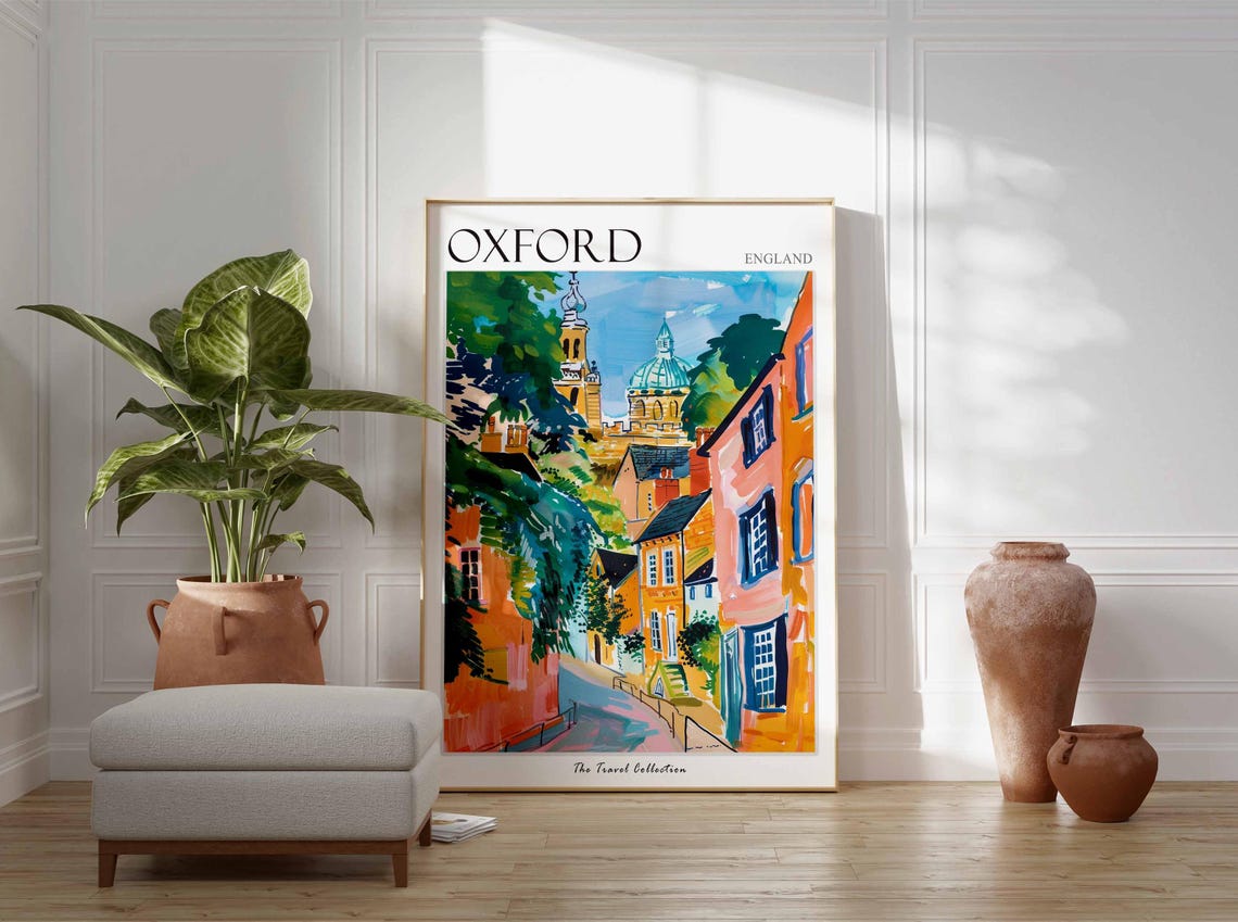 Oxford Poster England Travel Print British Decor United Kingdom Travel Poster City Print Oxford Gift Oxford Travel Poster - Image 3