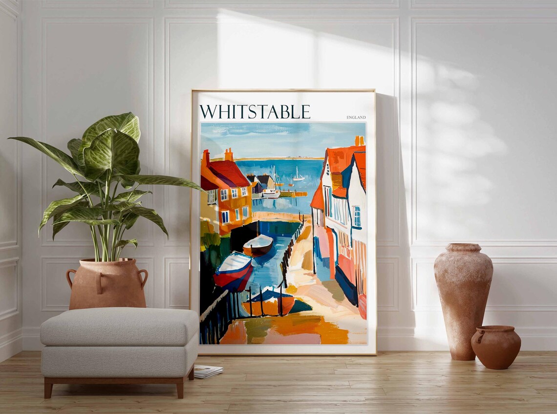 Whitstable England Fishing Boats Creek Harbour Travel Poster - Image 2