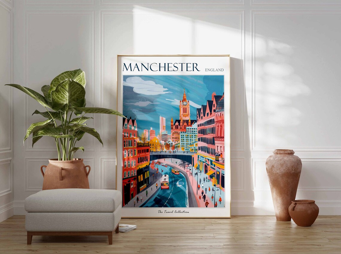 Manchester Travel Poster, Tropical Decor Print - Image 3