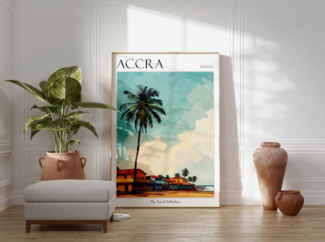 Accra Poster Accra Travel Print Tropical Decor City Wall Art Accra Decor Ghana Travel Print Accra Gift Accra Travel Poster - Image 2
