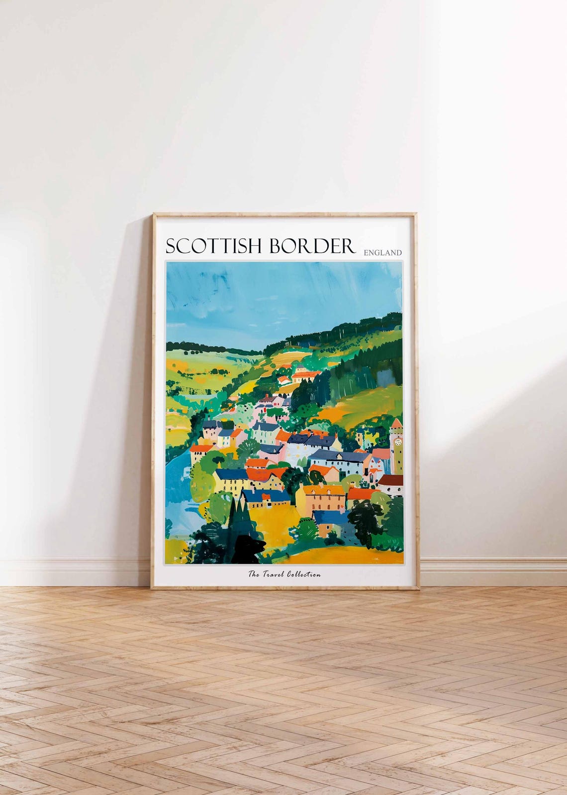 Scottish Borders Valley Town Hillside Village Scenic Art Poster - Image 2