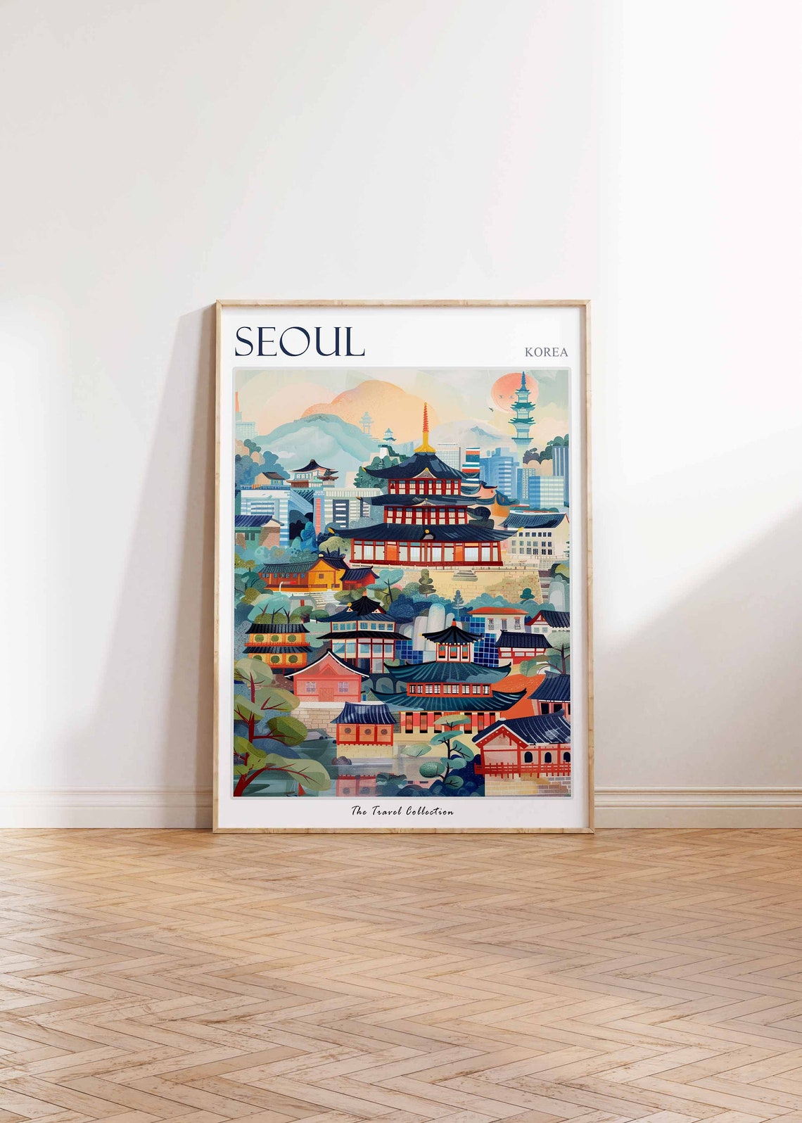 Seoul Korea Palace Temples City Skyline Illustrated Travel Poster - Image 2