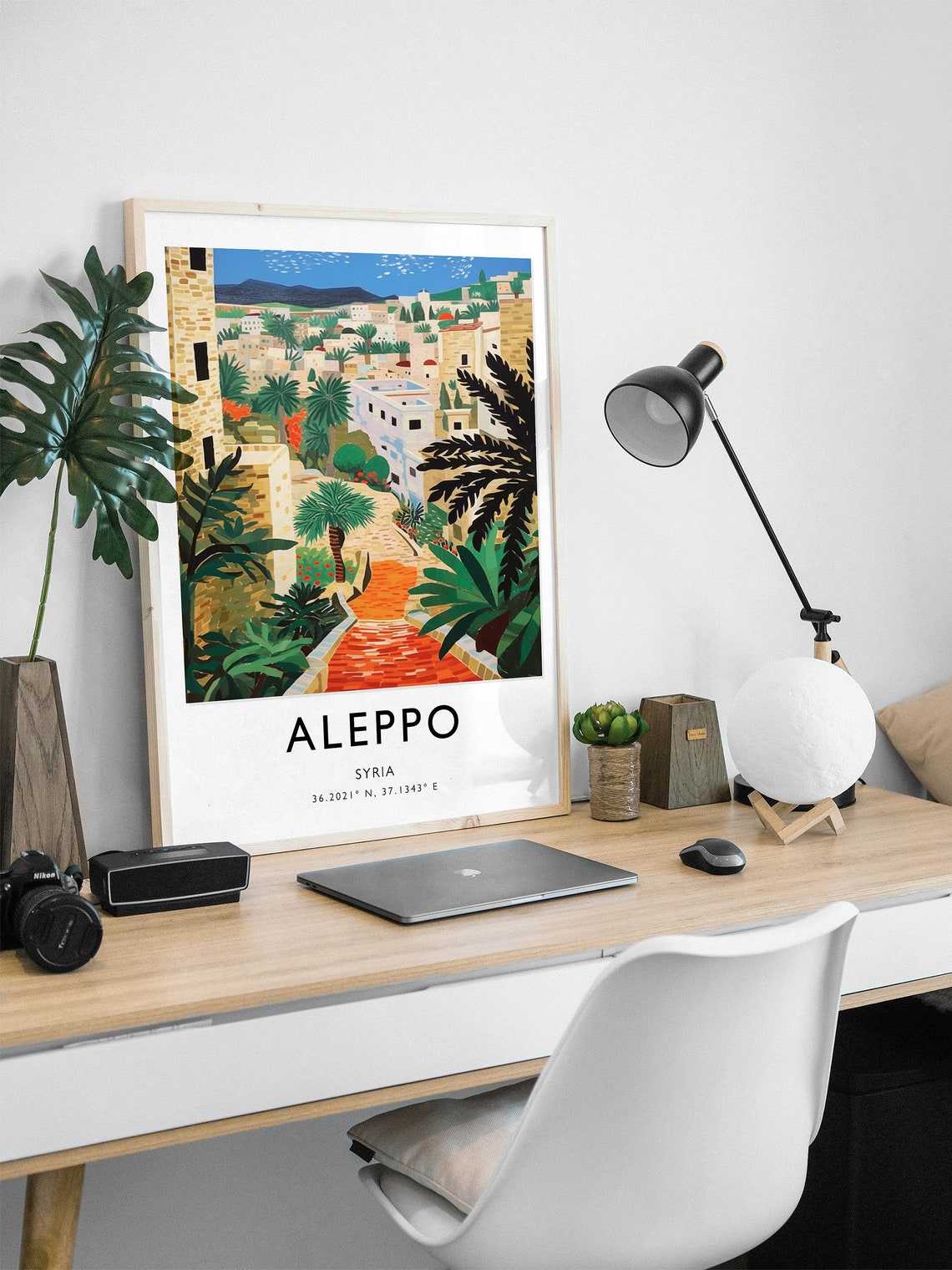 Aleppo Syria Palm Trees Terracotta Old City Bold Art Scene Poster - Image 2
