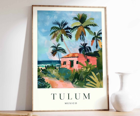 Tulum Poster Tulum Travel Print Mexico Wall Art Mexican Decor Tropical Decor Sea Print Tulum Gift Tulum Travel Poster