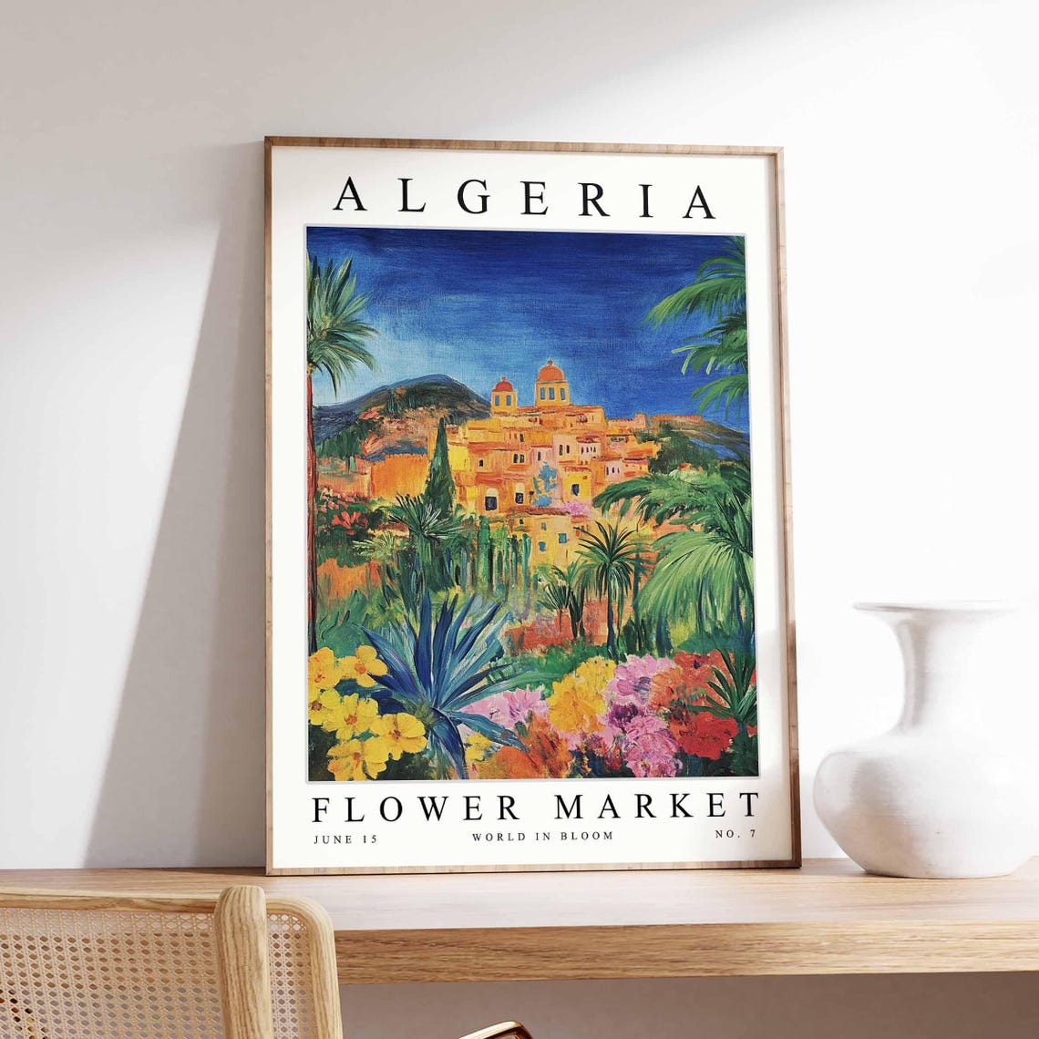 Algeria Twilight Hilltop Town Dome Garden Golden Bloom Poster