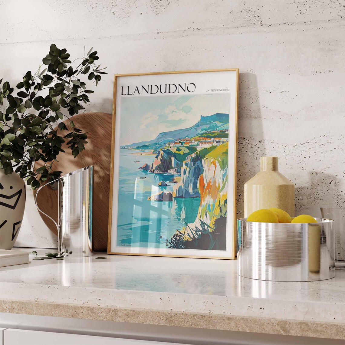 Llandudno United Kingdom Sea Cliffs Seaside Town Panorama Travel Poster - Image 2