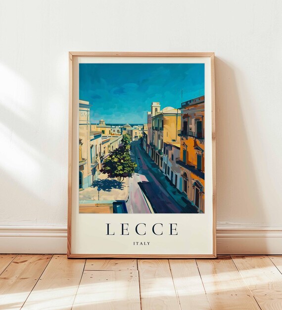Lecce Italy Sunlit Baroque Street Historic Buildings Travel Poster