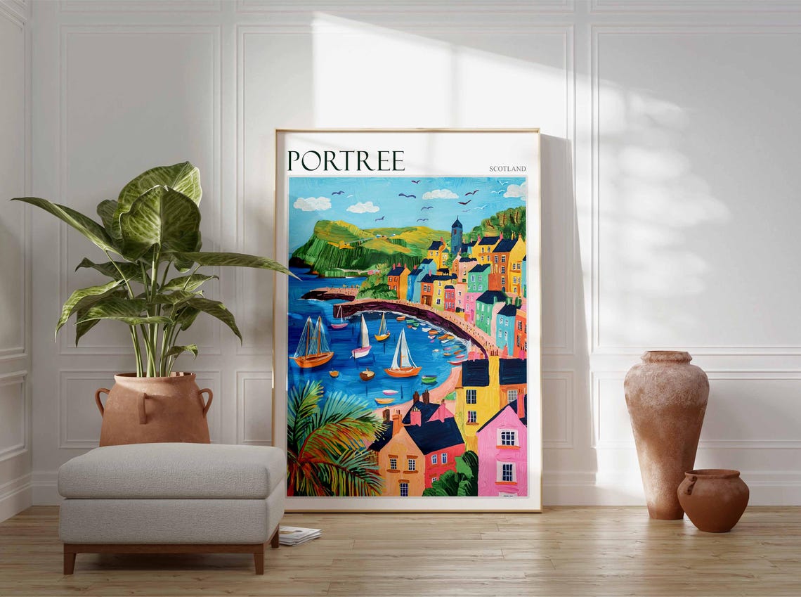 Portree Scotland Sailboat Filled Bay Vibrant Waterfront Art Poster - Image 4