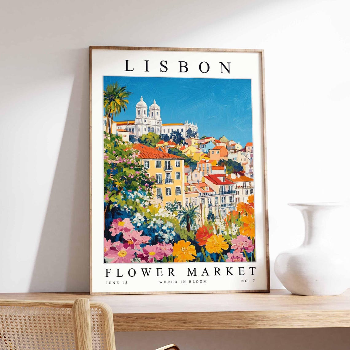 Lisbon Flower Market Poster Lisbonprint Portuguese Floral Wall Art Lisbonfloral Decor Botanical Europe Travel Print