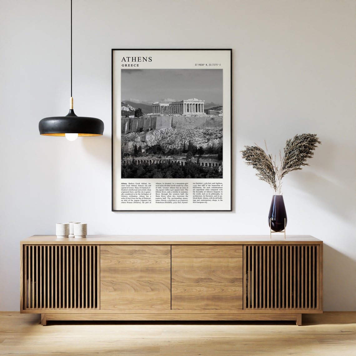 Athens Greece Parthenon Acropolis Black White Photo Travel Poster - Image 3