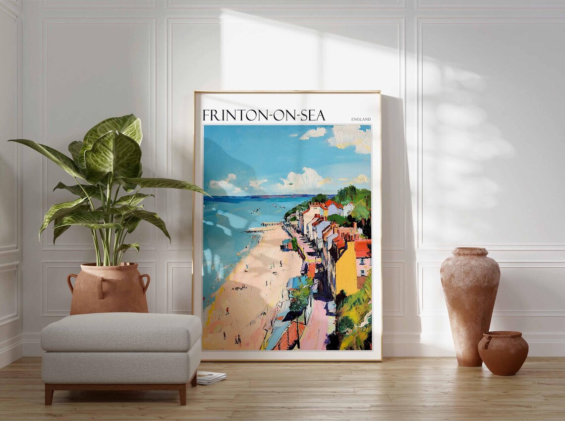 Frinton On Sea Aerial Long Beach Promenade Red Roofs Sunny Coast Poster - Image 3