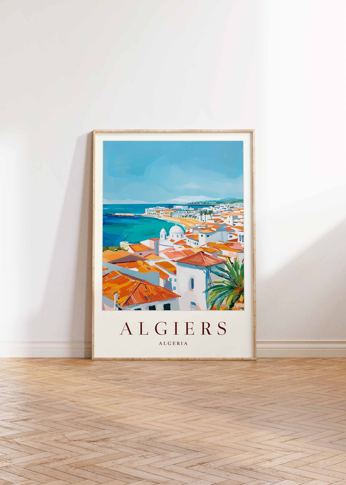 Algiers Algeria Harbor Panorama Orange Rooftops Travel Poster - Image 2