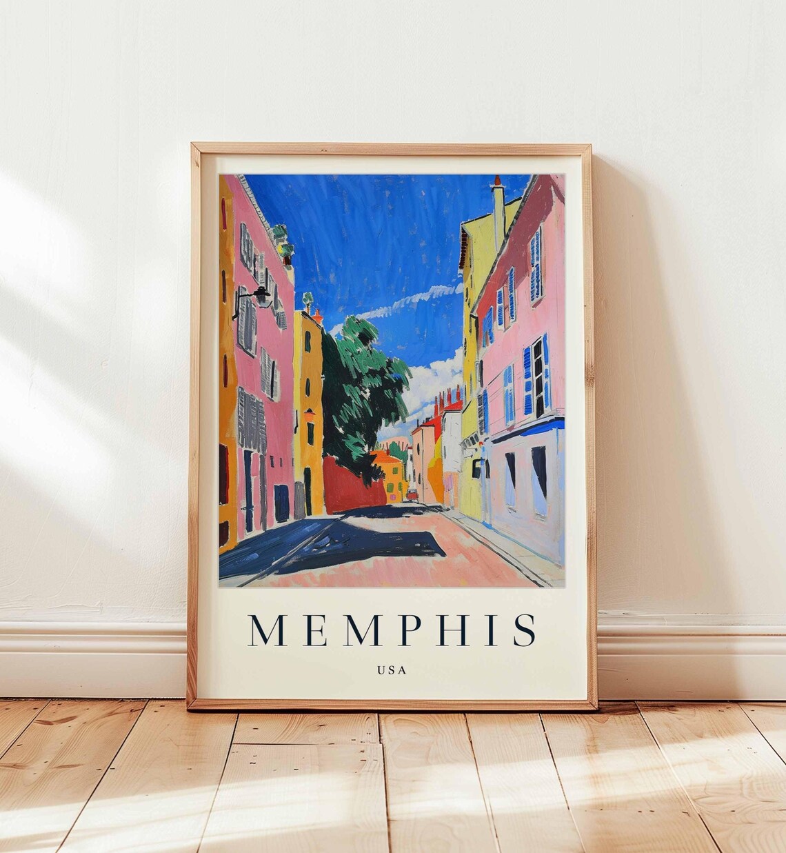 Memphis Tennessee Sunlit Street With Colorful Facades Poster