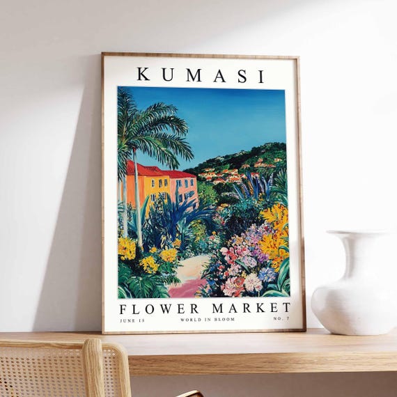 Kumasi Flower Market Poster Print Ghanaian Floral Wall Art Decor Botanical Ghana Africa Travel