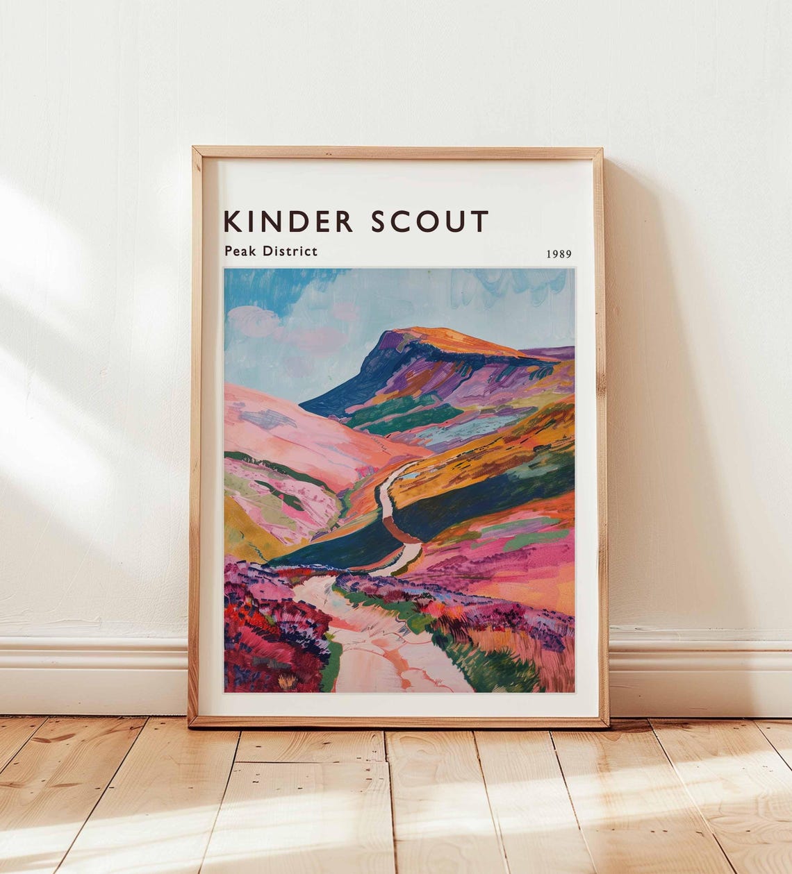 Kinder Scout Peak District 1989 Colorful Moorland Painting Poster