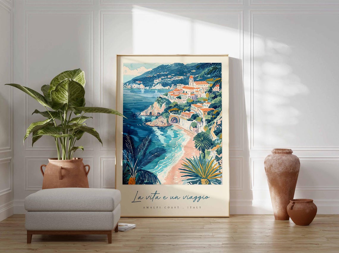 Amalfi Coast Poster Amalfi Coast Travel Print Amalfi Coast Travel Art Amalfi Coast Wall Art Italy Art Italy Travel Decor Travel Gift - Image 3