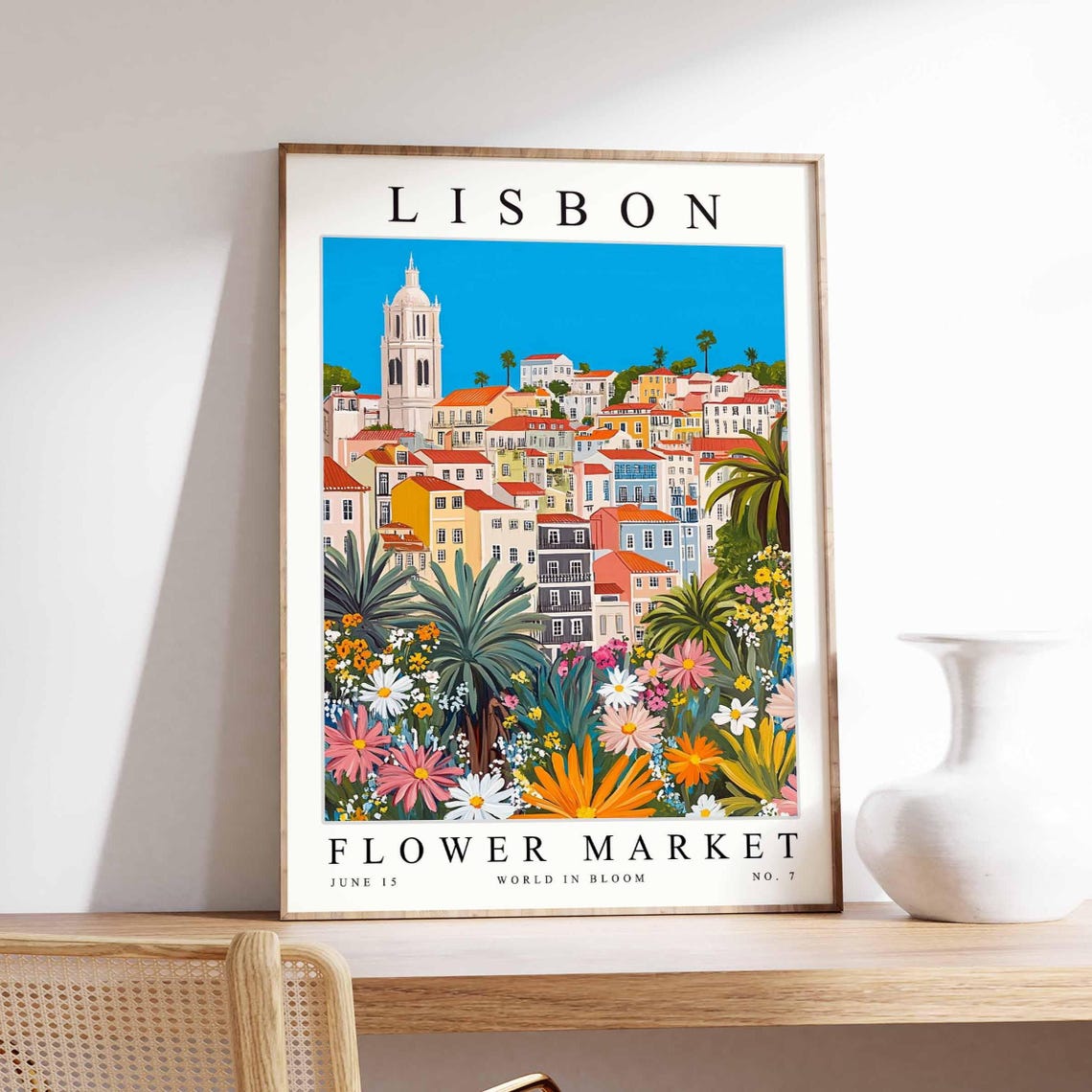 Lisbon Flower Market Poster Lisbonprint Portuguese Floral Wall Art Lisbonfloral Decor Botanical Europe Travel Print