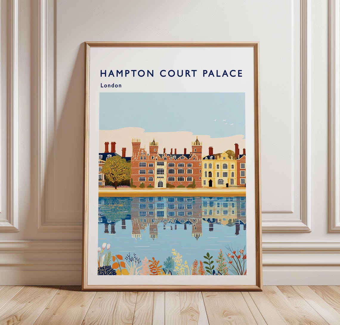 Hampton Court Palace London Historic Riverfront Travel Poster