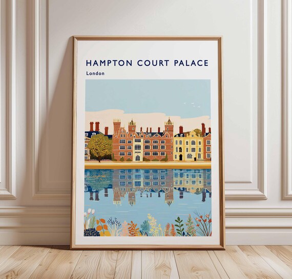 Hampton Court Palace London Historic Riverfront Travel Poster