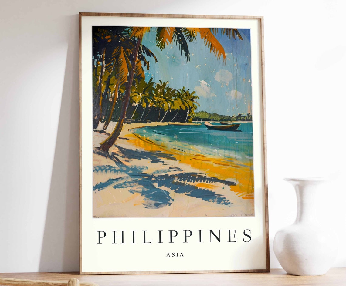 Philippines Asia Tropical Palm Beach Clear Turquoise Water Poster